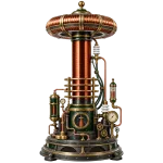 The Greenmane steampunk Tesla coil shown in full